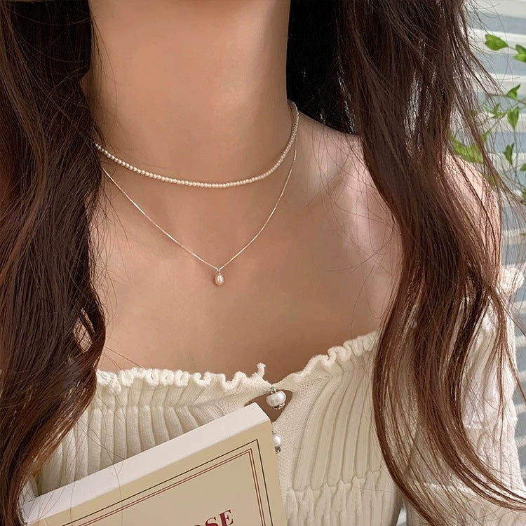 Women's Oval Pearl Everyday Joker Exquisite Clavicle Chain Light Luxury Necklace