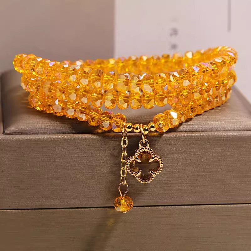 Women's Citrine Abacus Beads Light Luxury Minority Exquisite Four-leaf Clover Money Bracelets