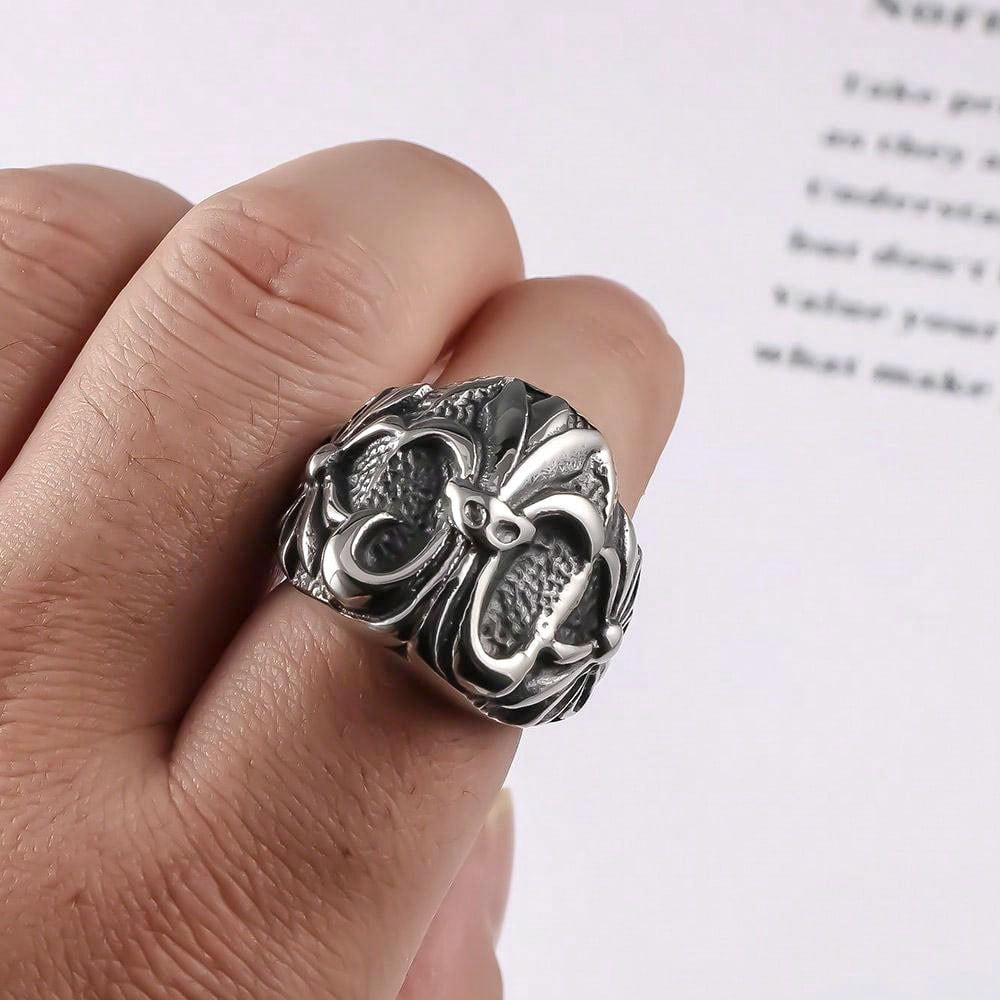 Men's Mysterious Pattern Titanium Steel Personality Retro Rice Character Design Fashion Rings