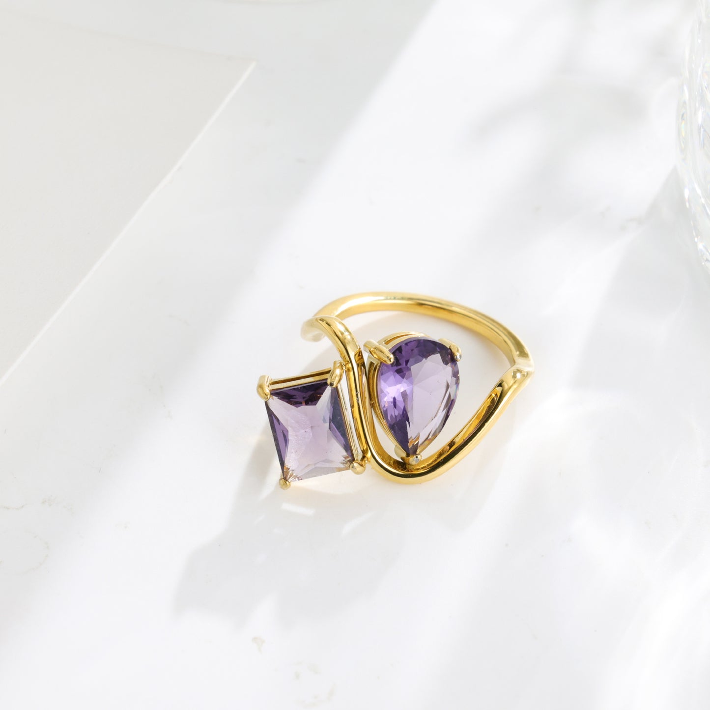 Gift Gemstone Stainless Steel Colored Gems Female Rings