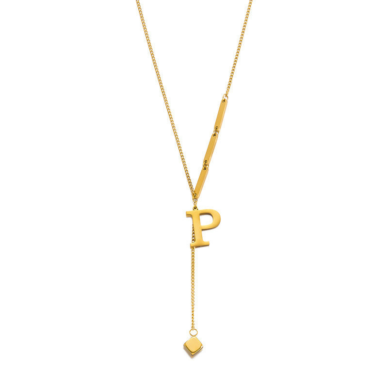 Women's Square Chain With Letters Elegant High-grade Necklaces