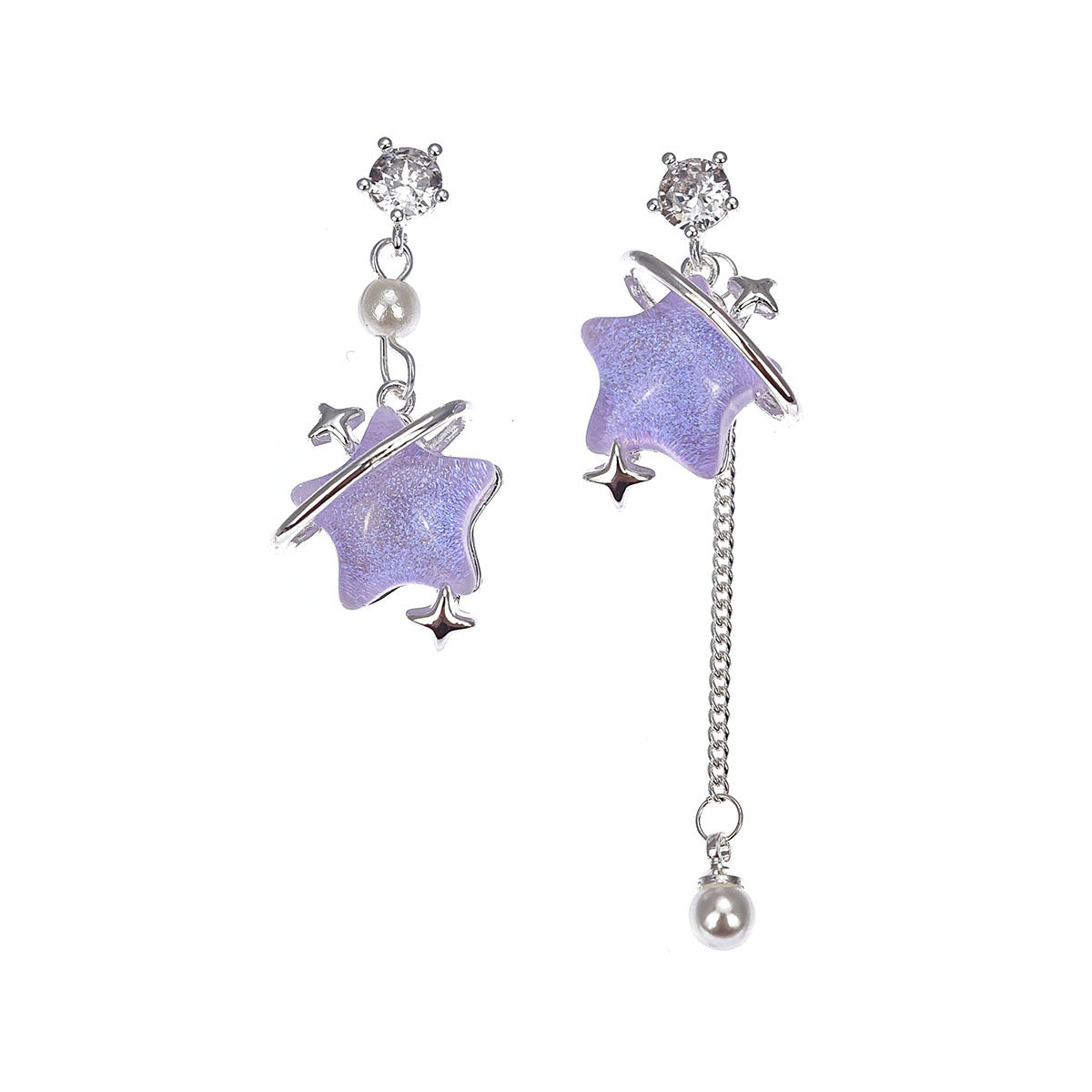 Star Rail Advanced Sweet Exquisite Sier Pin Colored Drip Glaze Stud Earrings