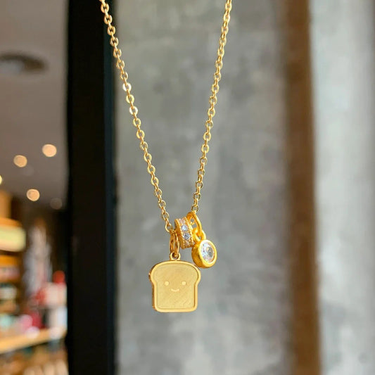 Chinese Style National Trendy Smile Toast Bread Necklace