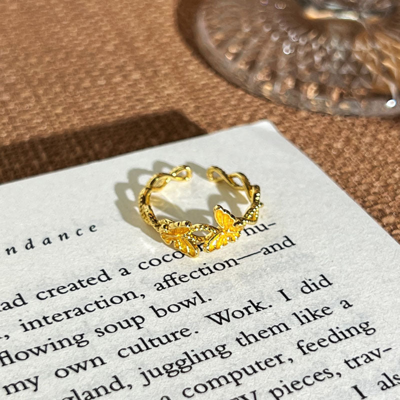 Women's Luxury Gold Retro Fashion Elegance Niche Design Open Exquisite Ring