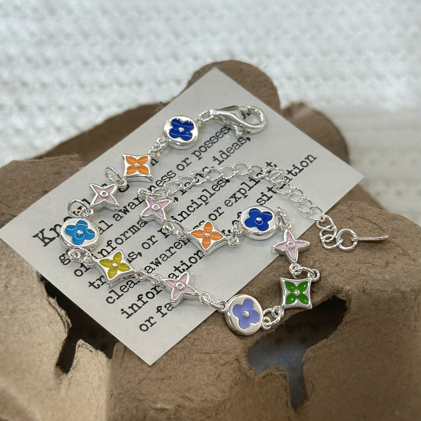 Women's Sier Summer Dopamine Enamel Ancient Flower Fashionable High-grade Light Bracelets