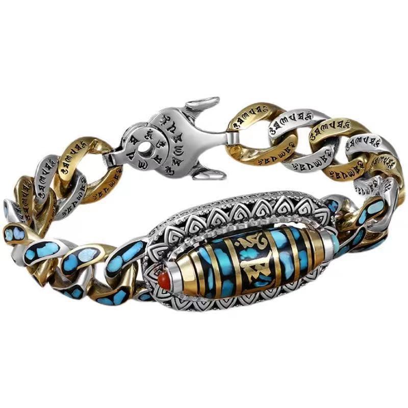 Men's Personality Retro Lucky Rotating Bead Flower Bracelets