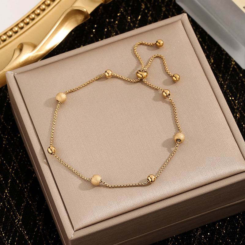 Titanium Steel Female Frosted Golden Balls Ball Simple Bracelets