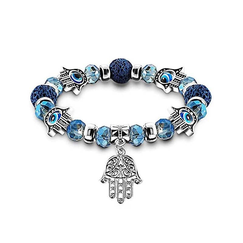 Eye Fatima Alloy Palm Blue Volcanic Rock Pendants