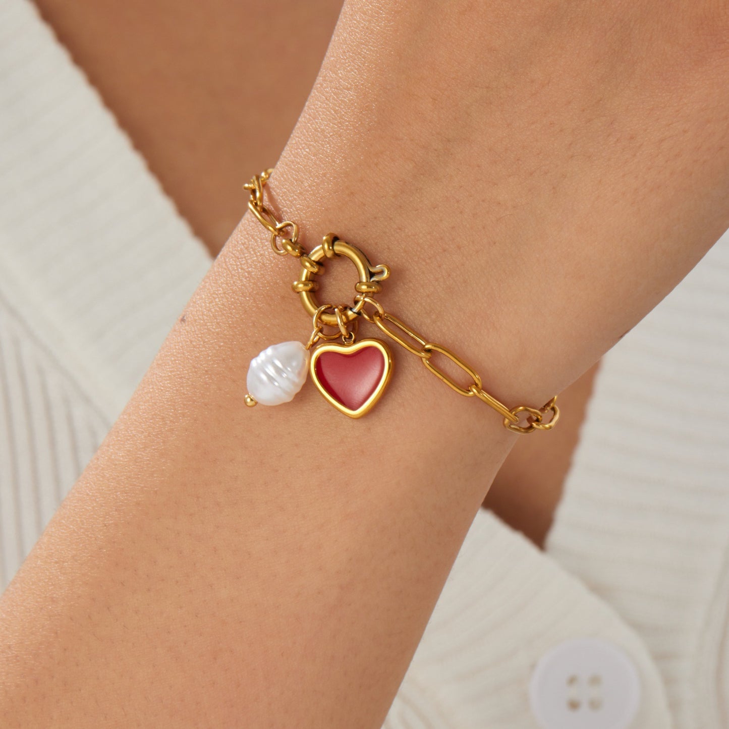 Gold Plated Stainless Steel Cross Face Bracelet