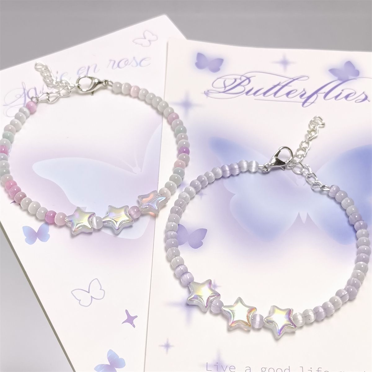 Summer Limited Dopamine Cat Eye Bead Star Female Sweet Light Bracelets