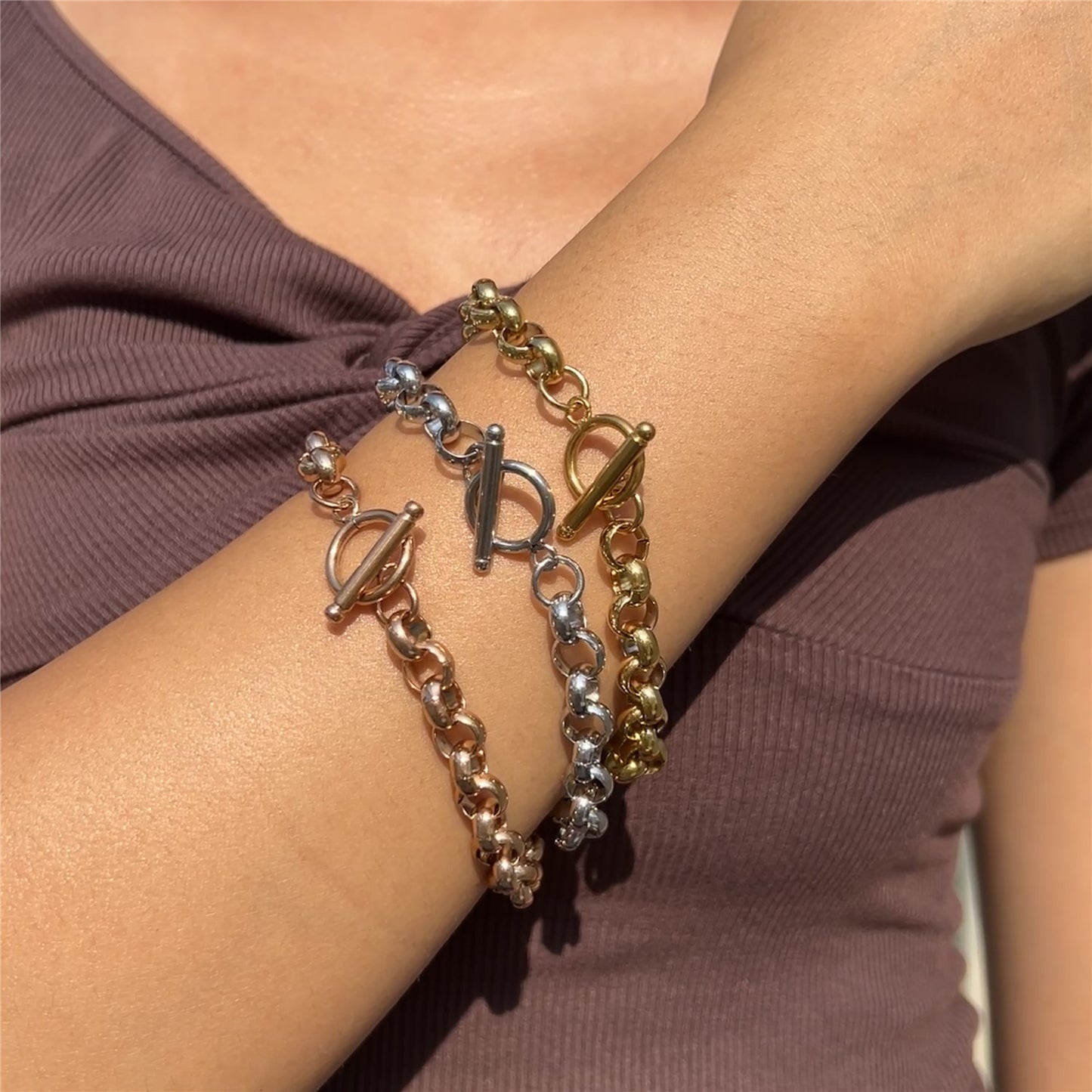 Exquisite Rose Gold Titanium Steel Simple O-shaped Chain Bracelet