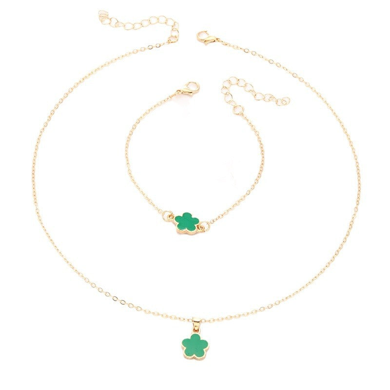 Korean Style Five Leaf Flower Fashion Lucky Ear Jewelry Set
