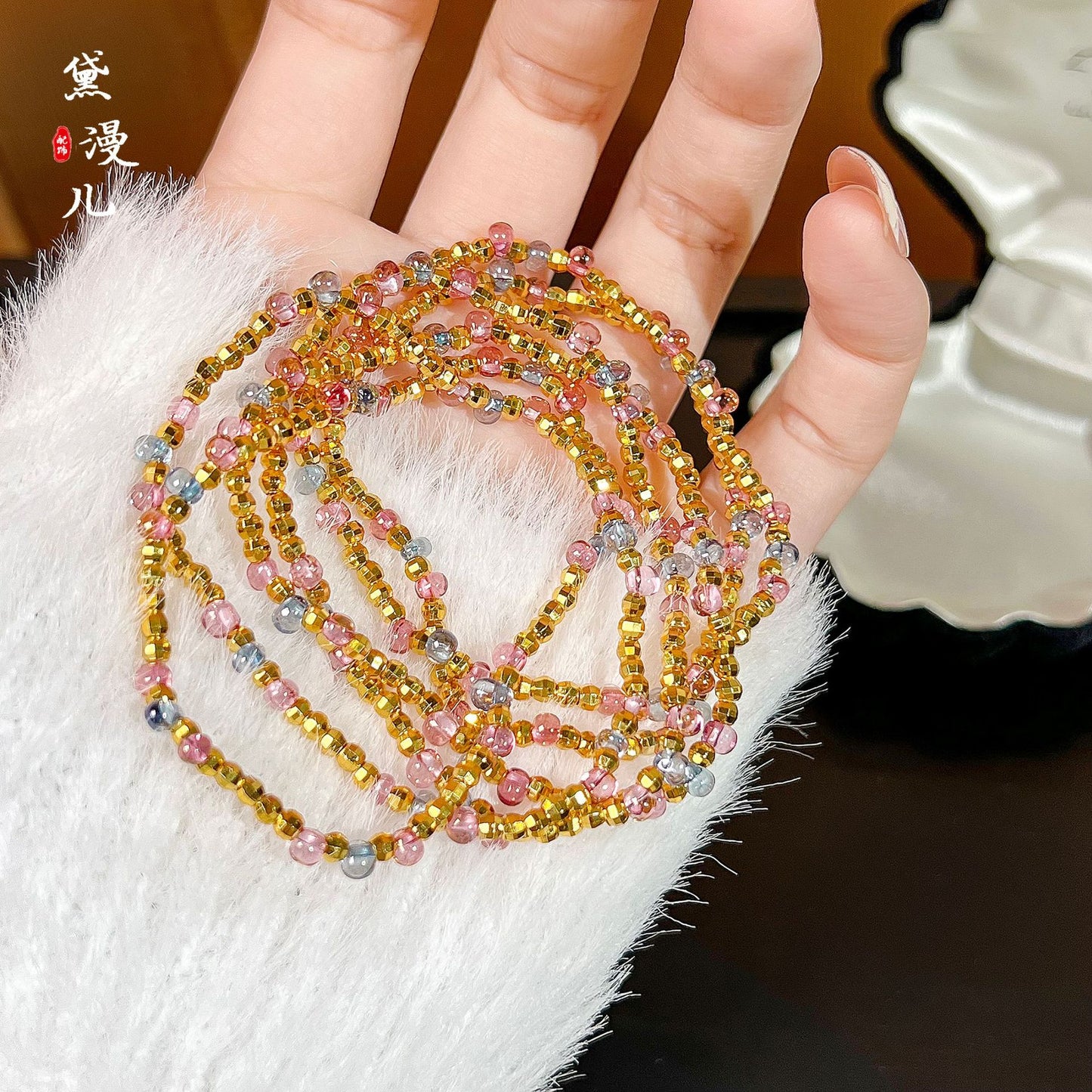 Gold Fashion Colorful Disco Jumping Beads Bracelet