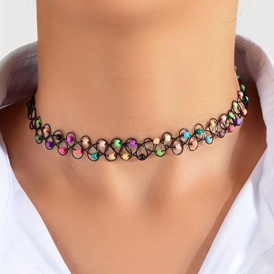 Women's Trend Street Snap Personalized Color Bead Elastic Collar