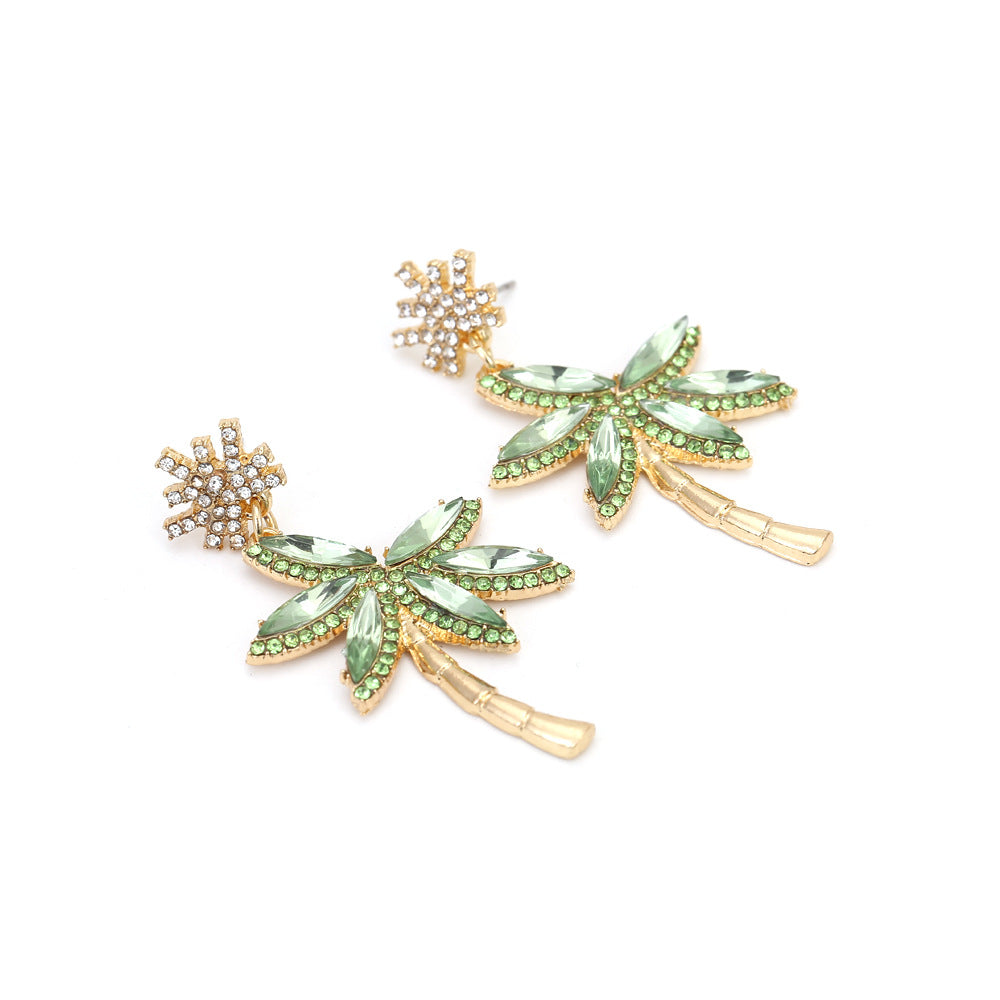 Women's Trendy Coconut Tree Colorful Zinc Alloy Elegant Fashion Personality Ear Rings