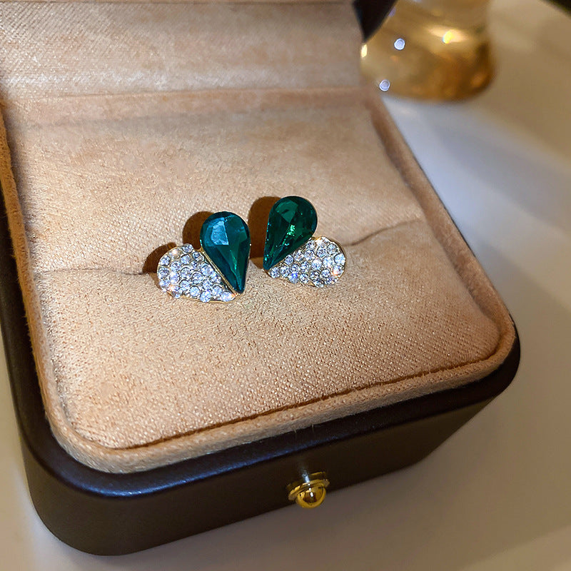 Needle Vintage Emerald Rhinestone Fashion Special Interest Light Earrings