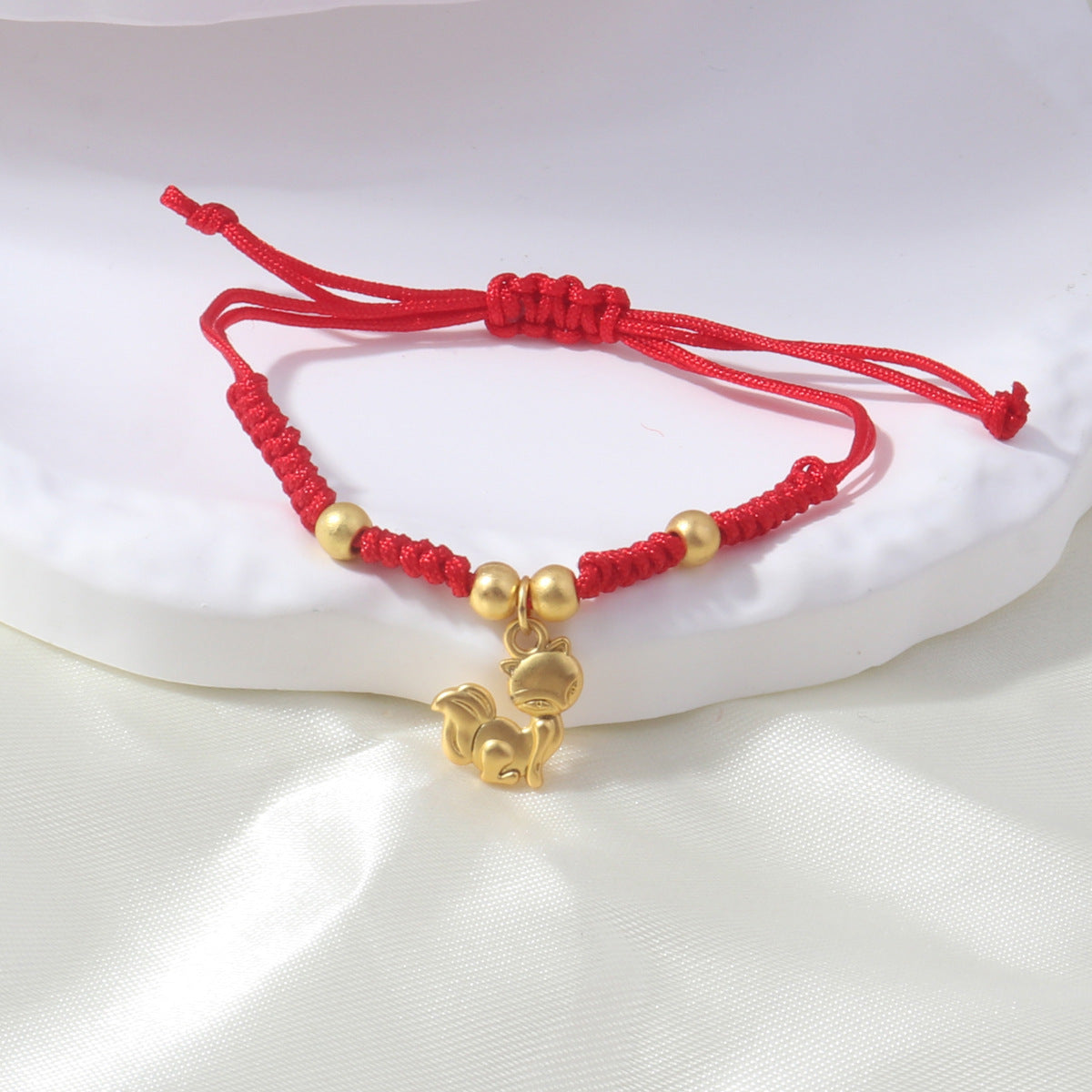Braided Red Rope Auspicious Language Butterfly Fortune Cat Safe Joy Bracelets