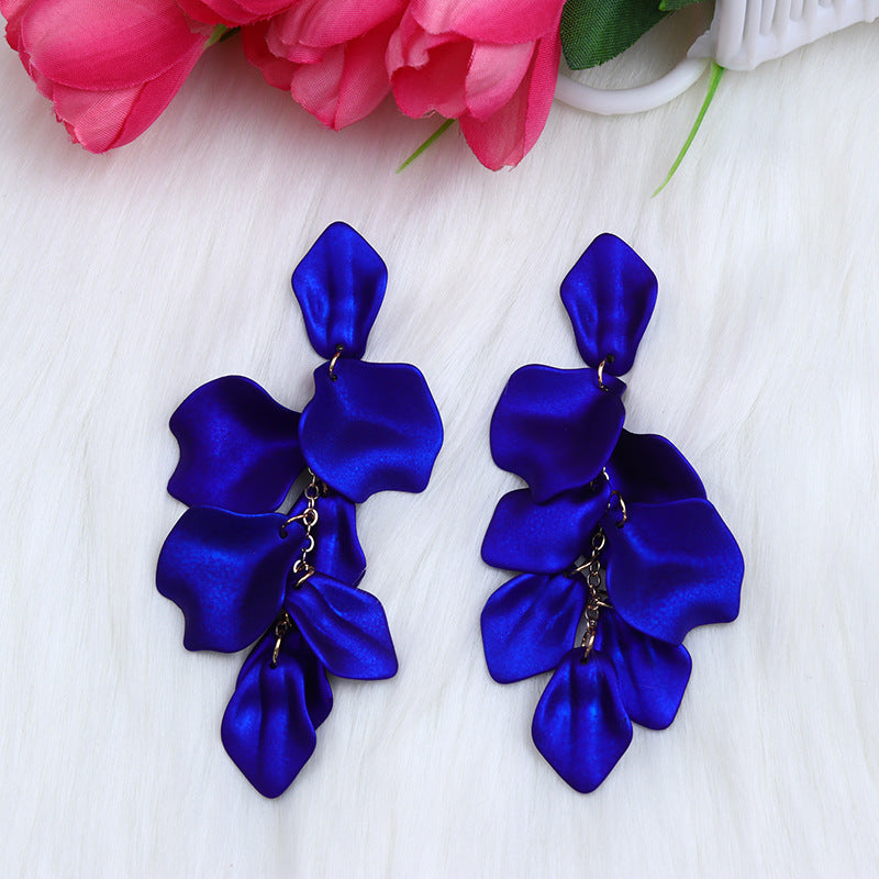 Women's Fashion Personality Tassel Petals Candy Color Design Earrings