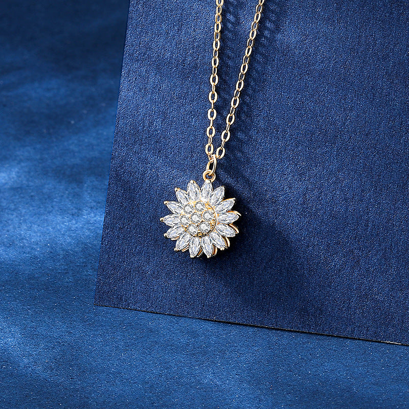 Titanium Steel Female Light Luxury Minority Rotating Necklaces