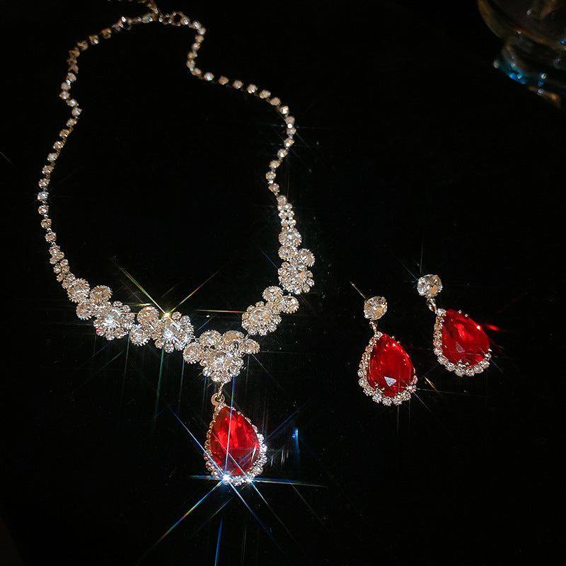 Drop Diamond Ear Affordable Luxury Style Stylish Clavicle Chain High Jewelry Set