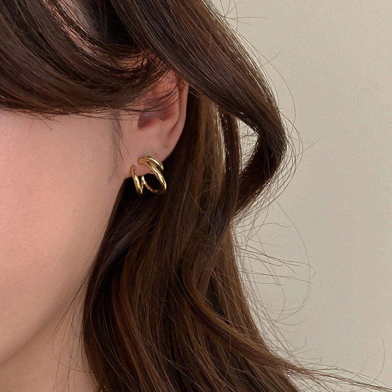 Daily Golden Temperament Small Personality Retro Earrings