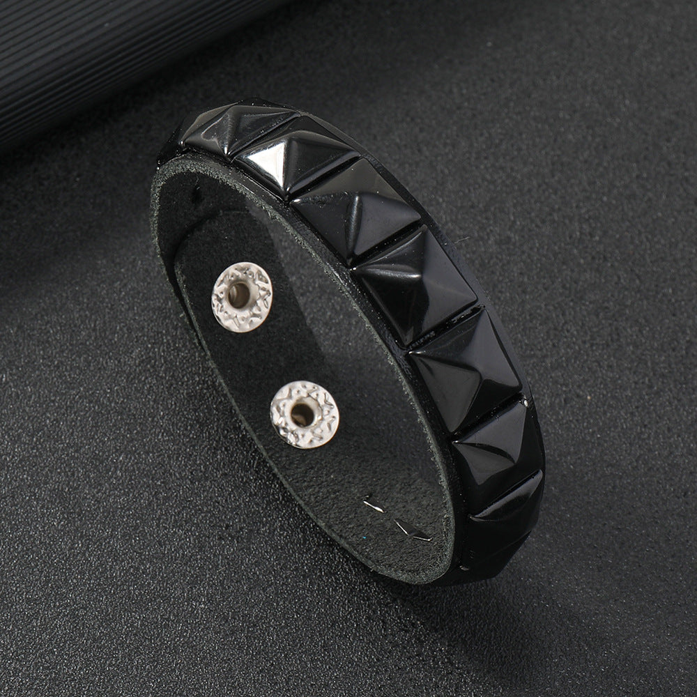 Men's Row Square Nail Personality Rivets Fashion Casual Bracelets