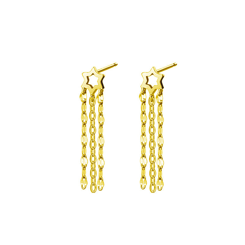 Women's Long Star Tassel Disco Chain Sequined Love Earrings