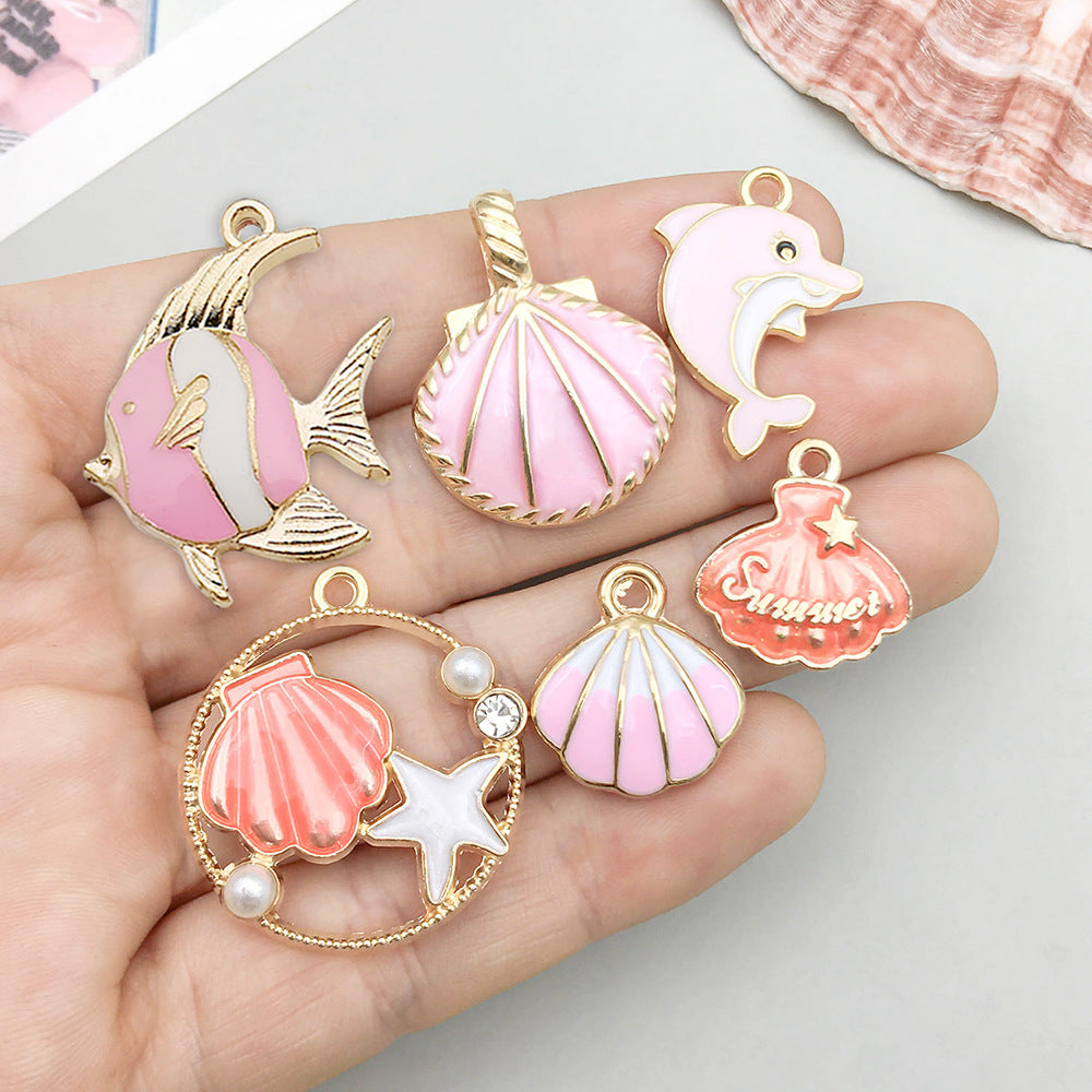 Oil Dripping Alloy Ocean Seahorse Dolphin Series Jewelry Accessories