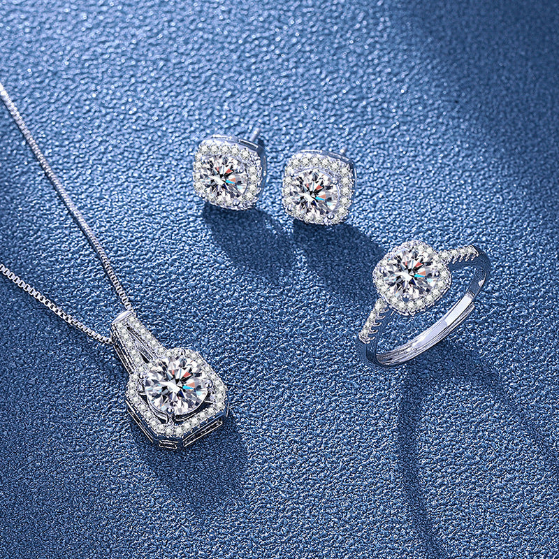 Women's Blue Red Yellow Green Purple White Gemstone Zircon Princess Jewelry Set