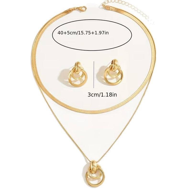 Simple Geometric Spiral Circle With Chain Like Flat Jewelry Set