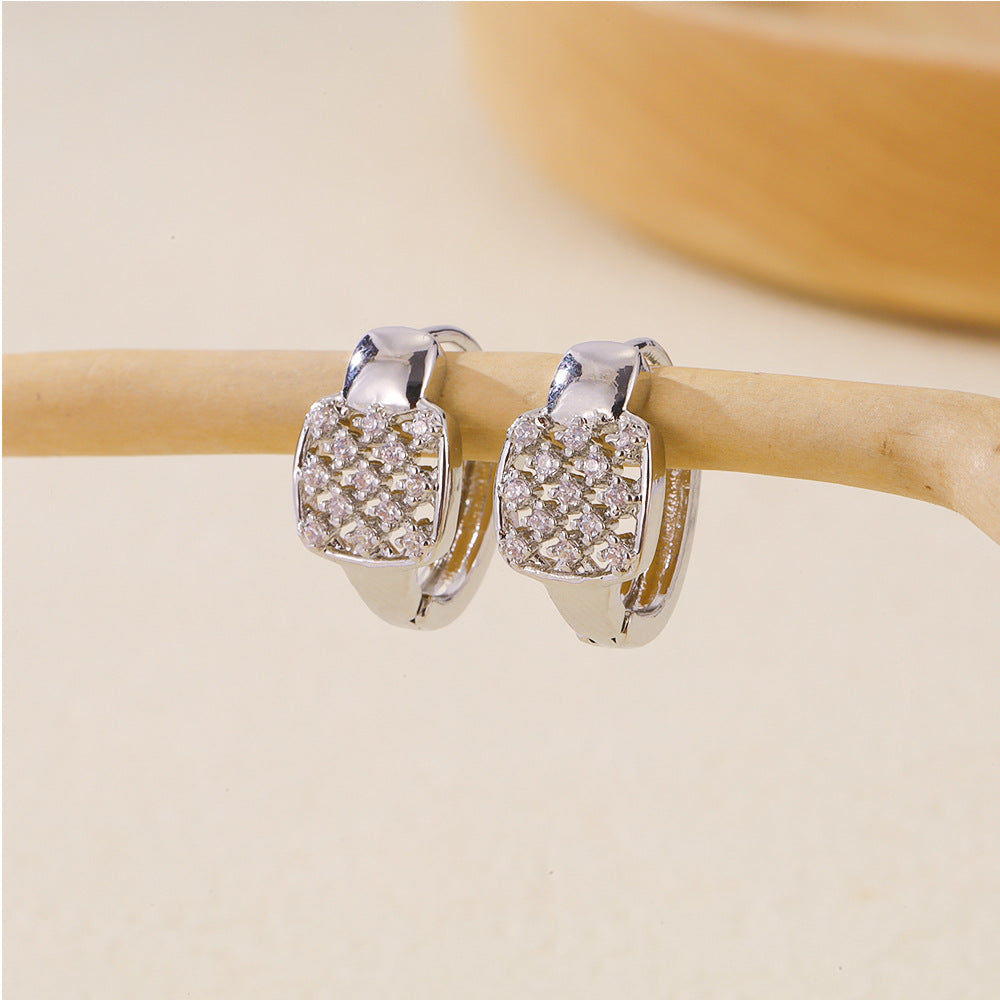 Women's Selection Fashionable Multi Zircon Inlaid Zirconium Earrings