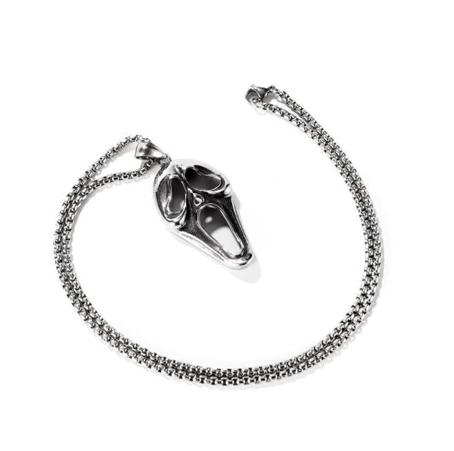 Men's Creative Exaggerating Grimace Skull Mask Titanium Necklace