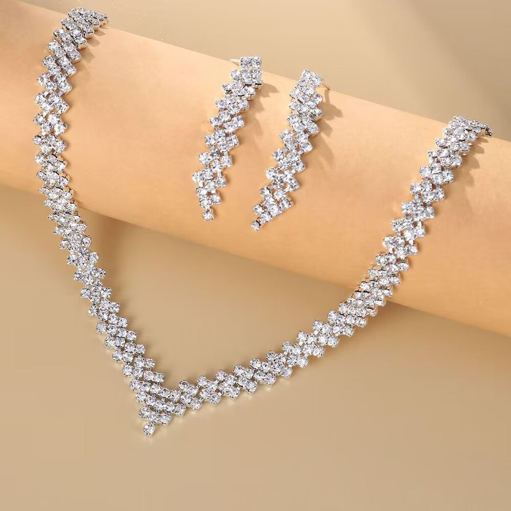 Kit Zircon Wings Water Drop Wedding Dinner Party Formal Jewelry Set