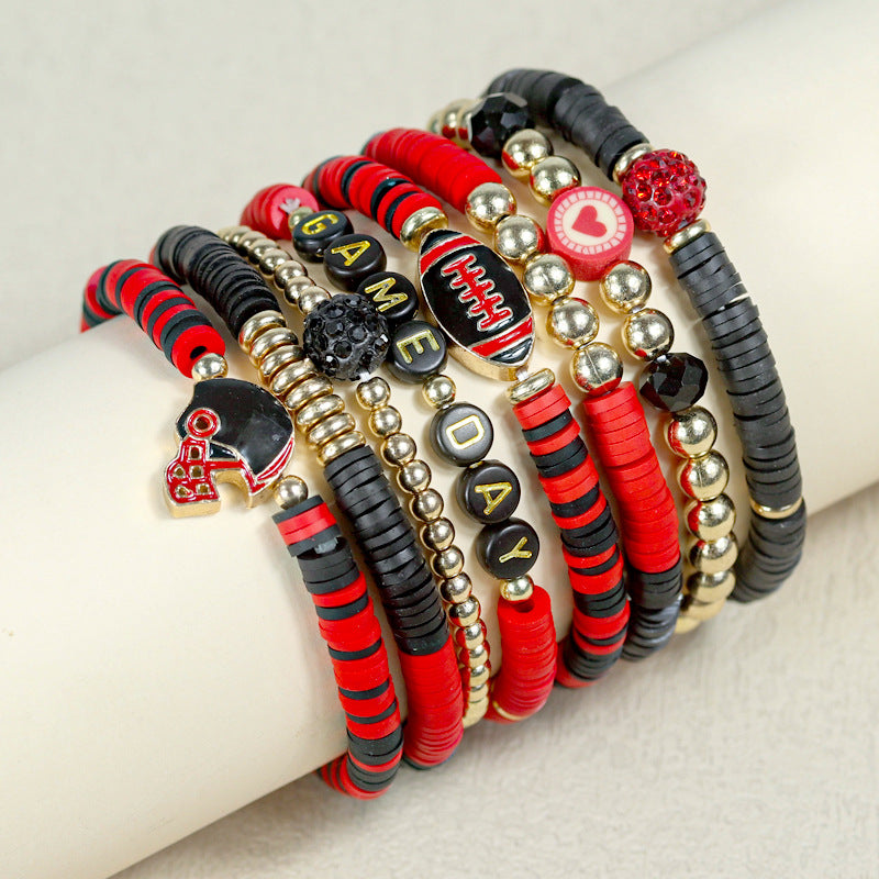 Rugby Golden Balls Twin Crystal Love Letter Bracelet