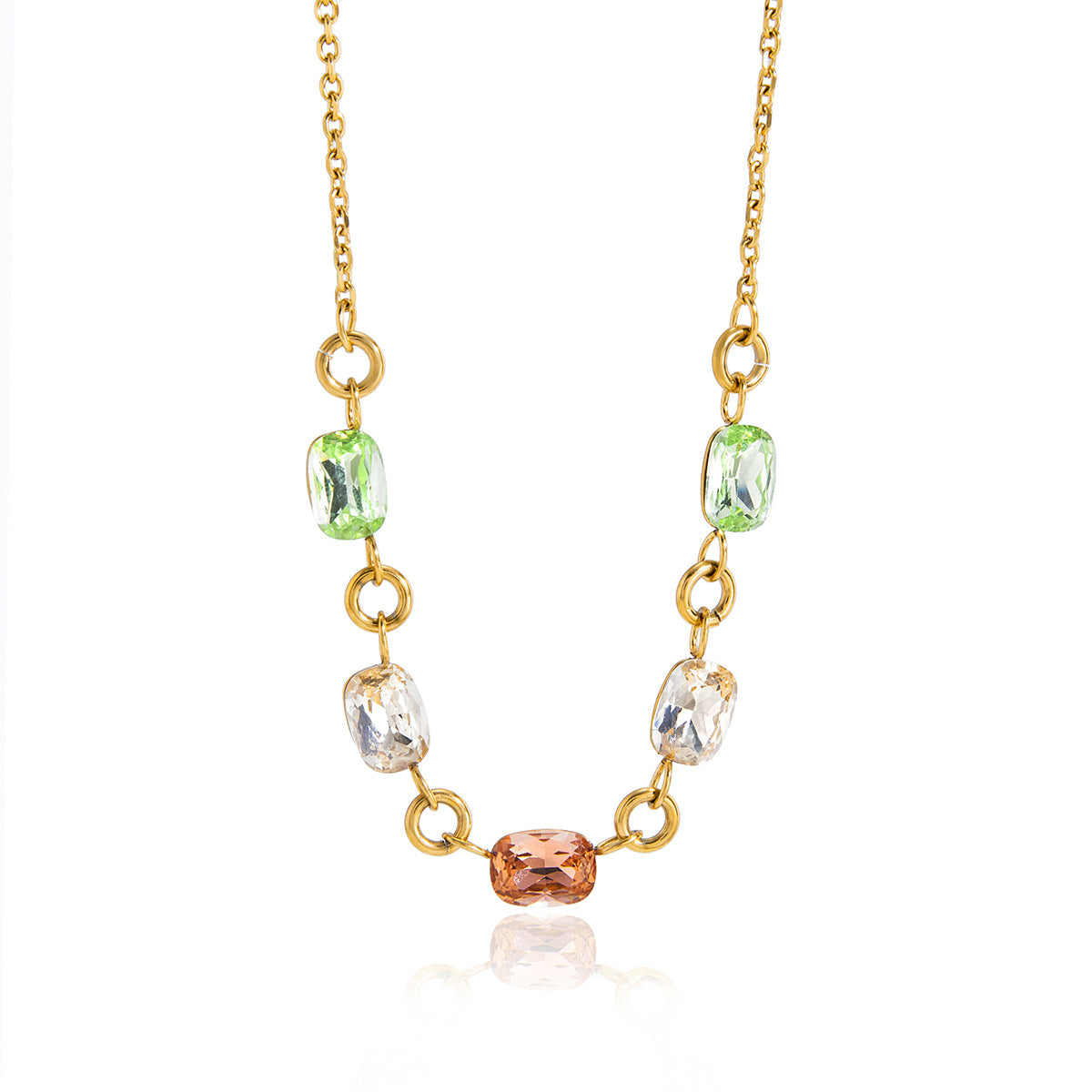 Women's Color Rhinestone Titanium Steel Light Luxury Minority Clavicle Necklace