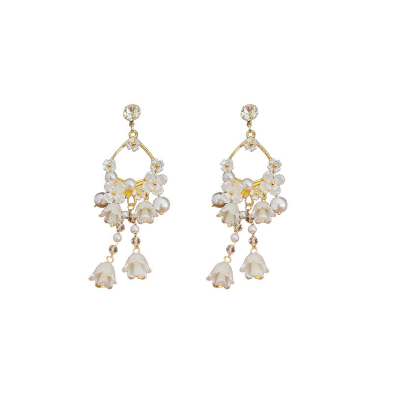 Pearl Summer High-grade National Style Chinese Retro Minority Design Petal Earrings