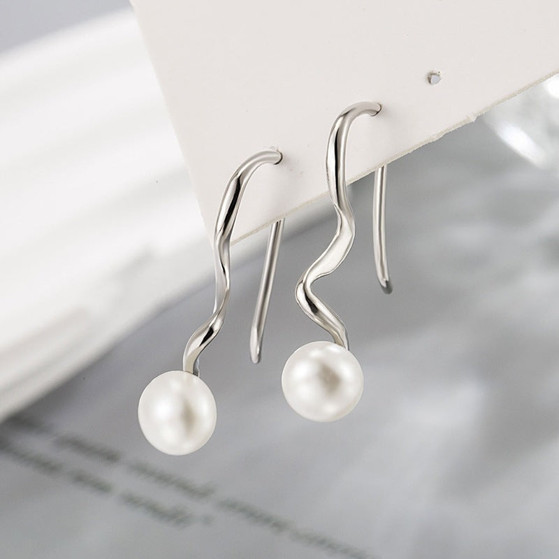 Spiral Pearl Female Light Luxury Minority Design Sense Advanced Delicate Ear Hook