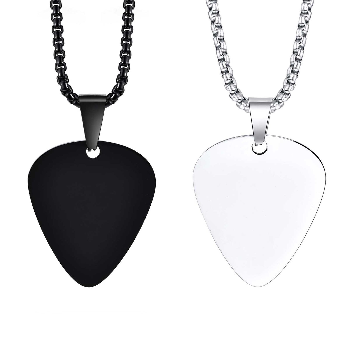 Stainless Steel Guitar Pick Can Carve Writing Necklaces