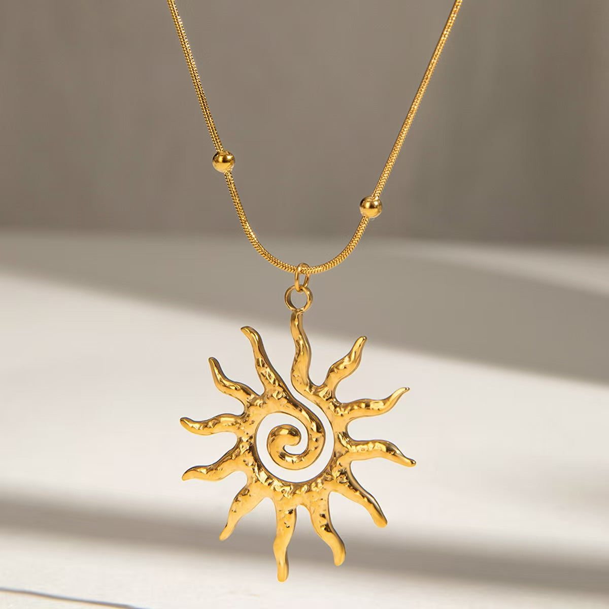 Spiral Sun Female Personality Golden Hollow Fashion Necklace