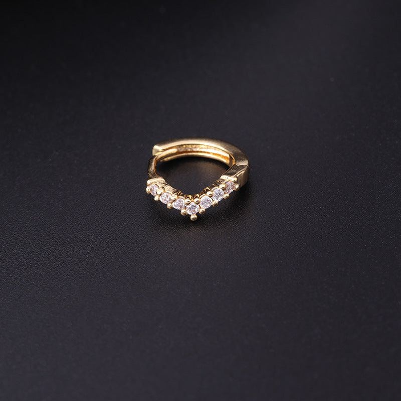 Korean Style Fashion Mini Zircon Small Piercing Star Moon Asymmetric Stud Earrings