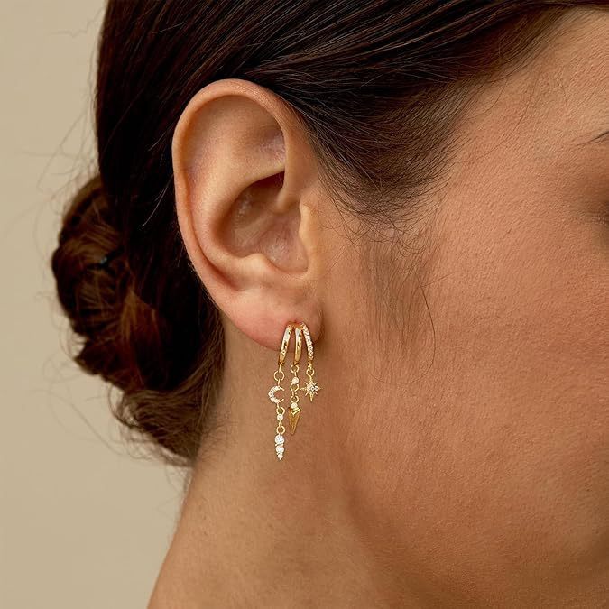 Copper Gold-plated Tassel Inlaid Zircon Irregular Fashion Earrings