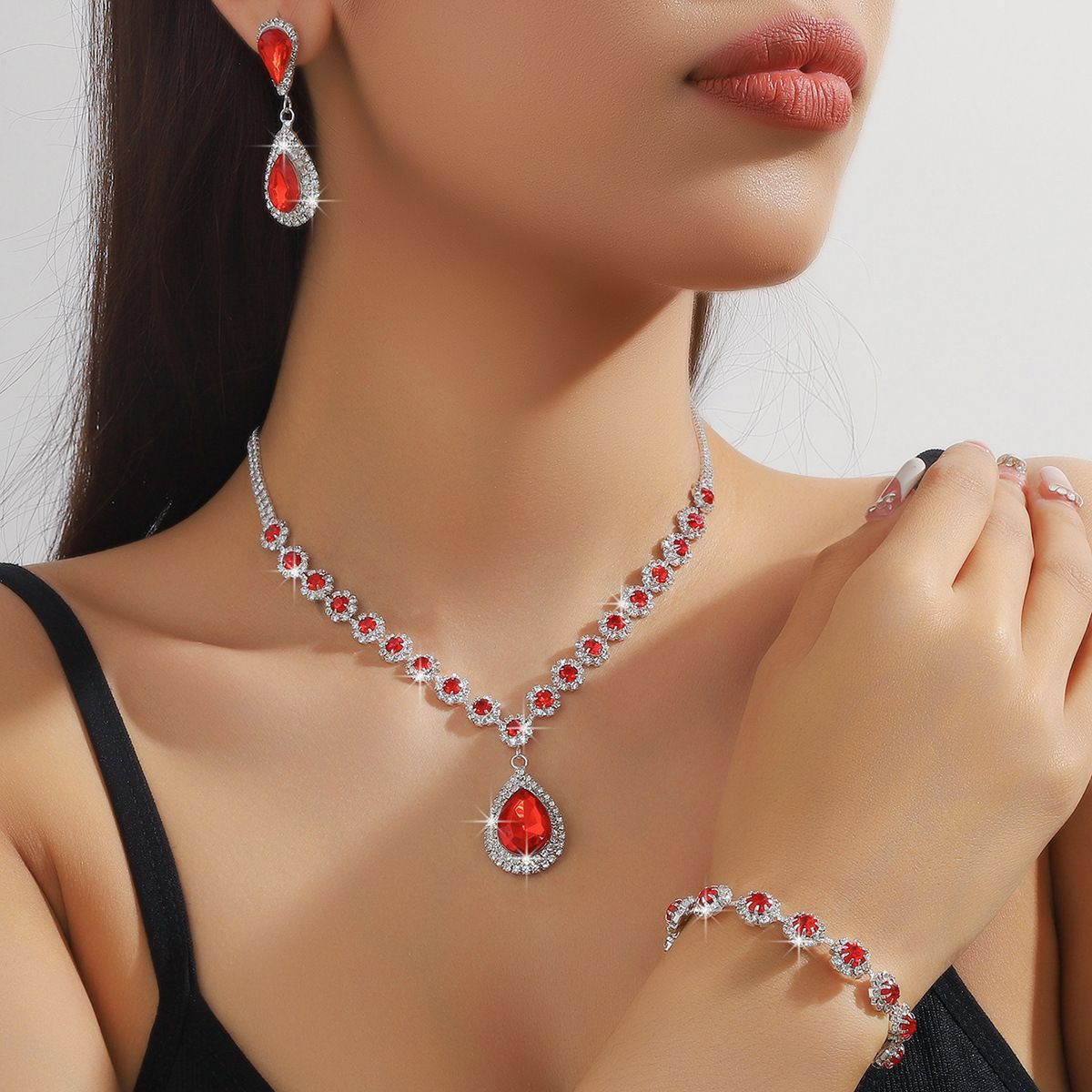Fashion Water Drop Diamond Full Bride Necklaces