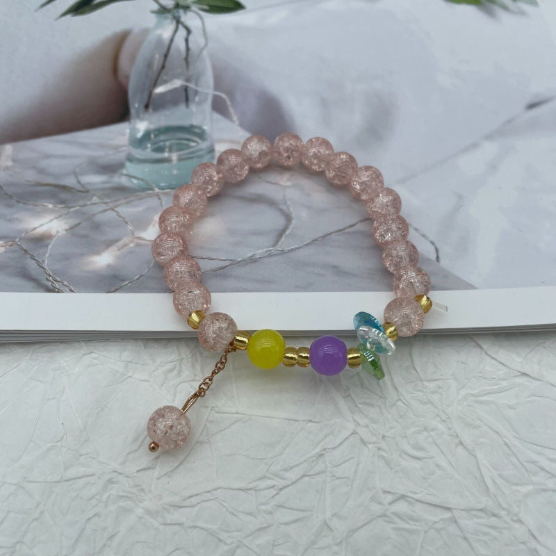 Camellia Little Daisy Crystal Girlfriends Color Glass Chipping Bracelet
