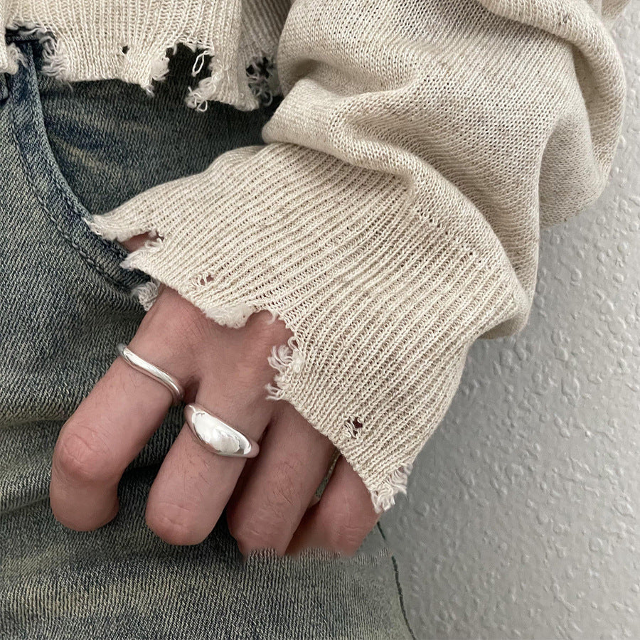 Sterling Sier Female Line Irregular With Shape Personality Hipster Simple Ring