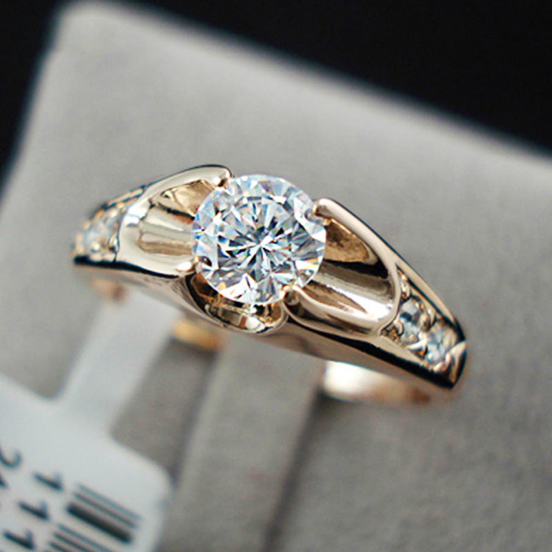 Women's Small Round Diamond Copper Plating Rose Gold Simple Ring