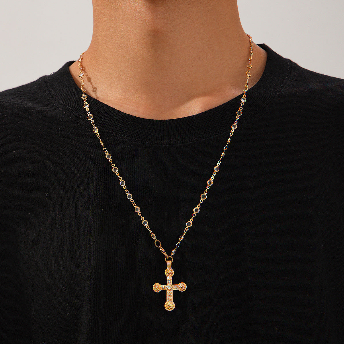 Men's Fashion Personality Diamond Cross Hip Hop Necklaces