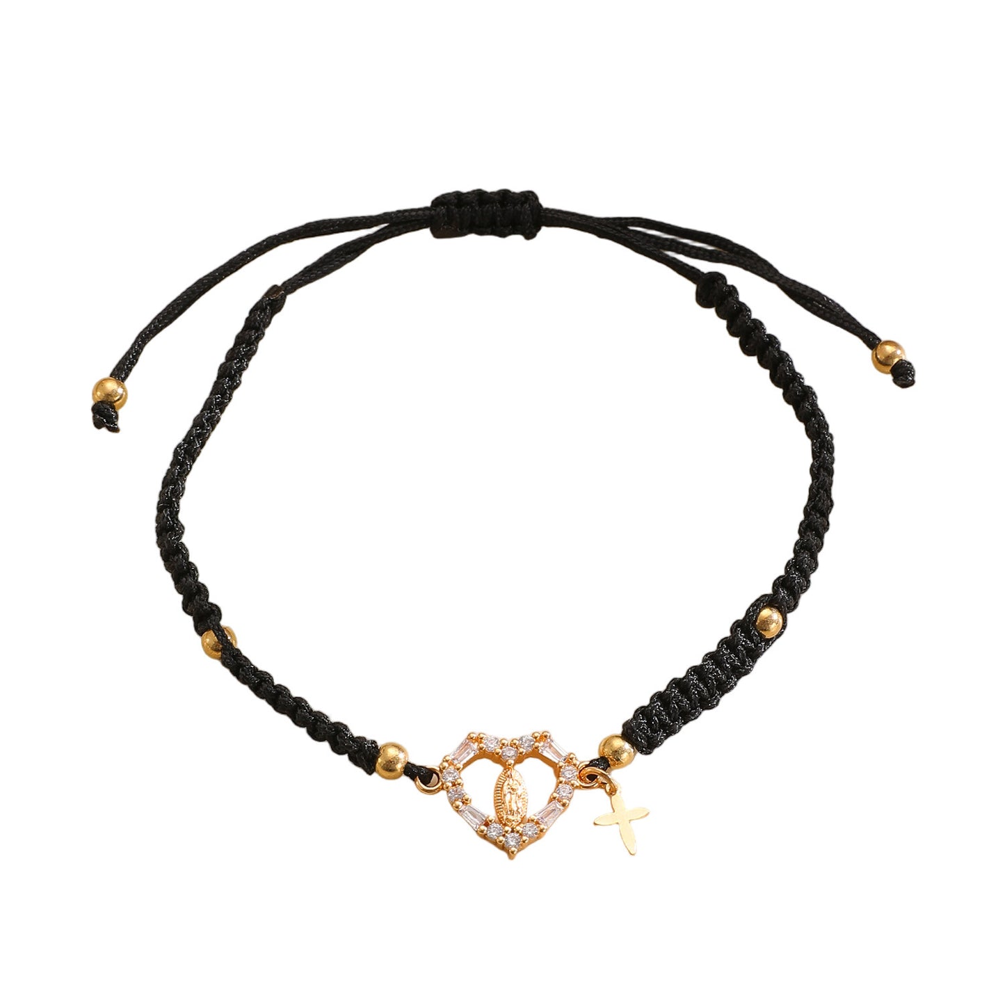 Virgin Mary Loving Heart Zircon Woven Female Bracelet