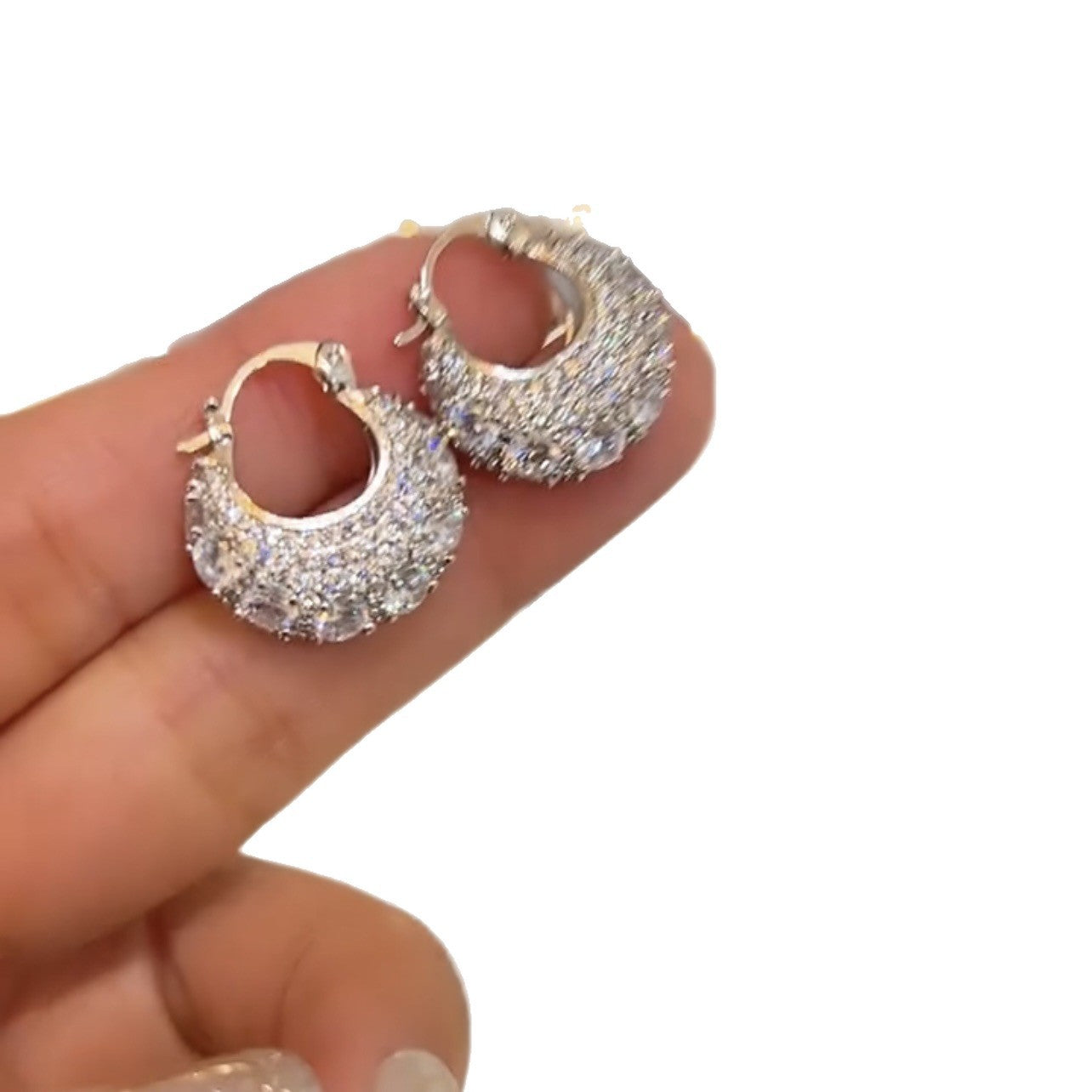 Light Luxury Bag Sparkling Full Rhinestone Design Elegant High Earrings