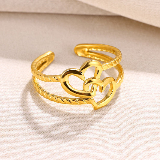 Women's & Men's Stainless Steel Snake Geometric Hollow Gold-plated Rings