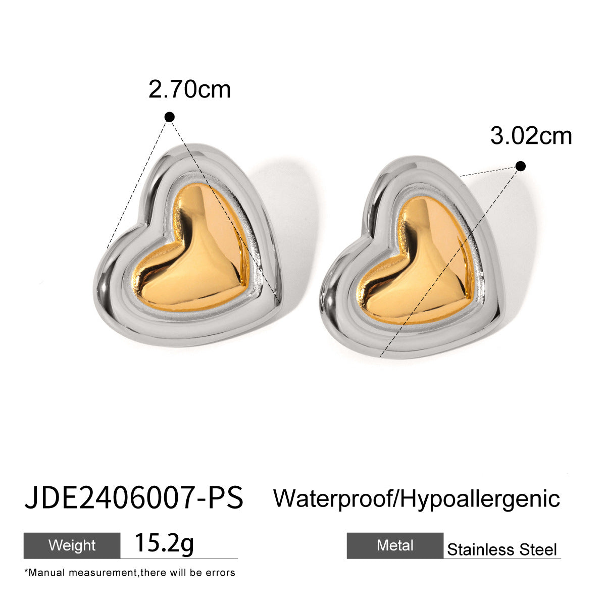 Women's Love Stainless Steel Gold Sier Two-tone Temperament Wild Earrings